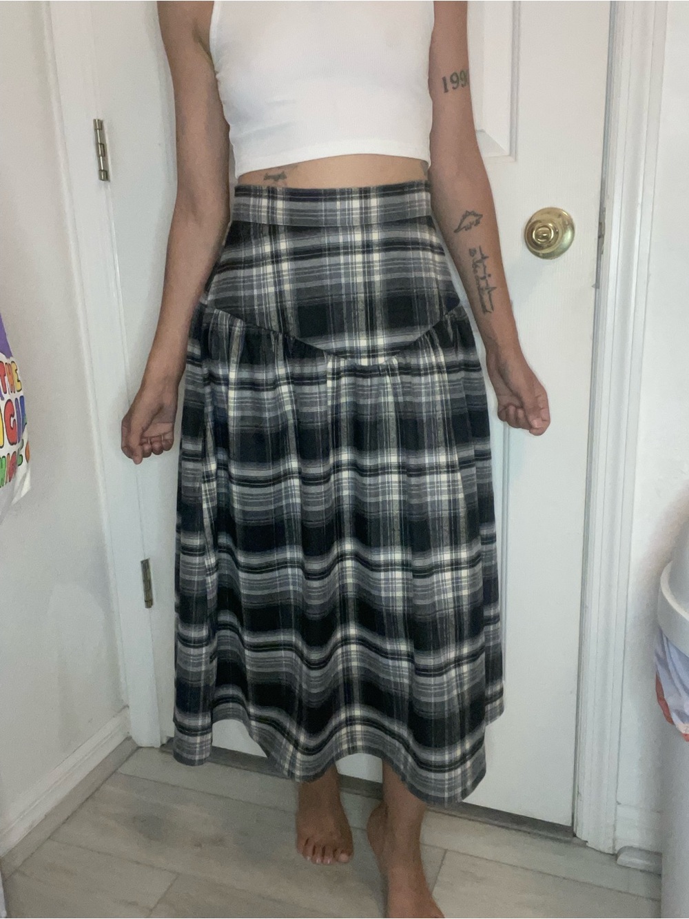 Women’s XS A-Line High Rise Midi Flannel Plaid Skirt (Universal Thread)